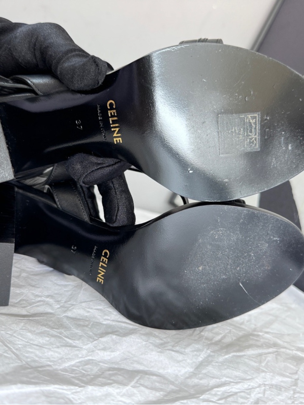 Celine | Gold Buckle Block Heels Size 7 | Excellent Condition | EU37 （US7） - Picture 8 of 9